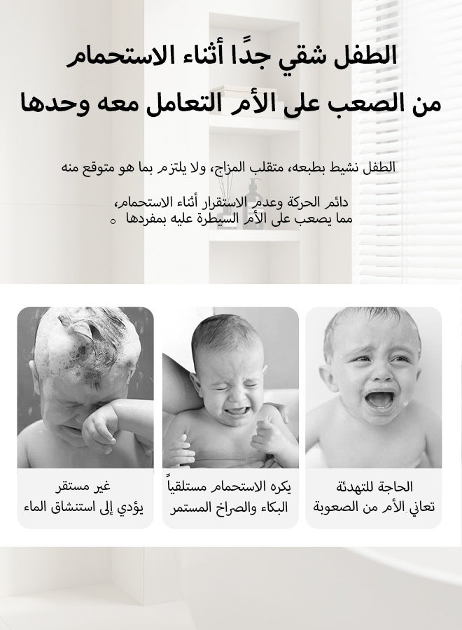 KSYN KO-KO حوض استحمام أطفال قابل للطي مع قاعدة مضادة للانزلاق ومقياس حرارة – قابل للتعليق على الحائط، باللون الرمادي، من عمر 0-3 سنوات - Image 4